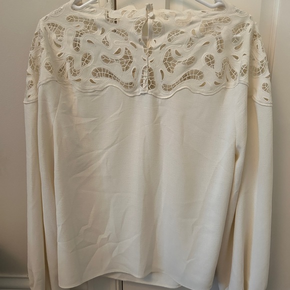 Jonathan Simkhai Cream Embellished Bib Collar Blouse - Picture 2 of 5